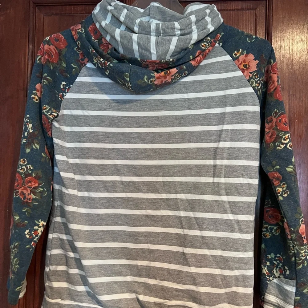 Striped Floral Hoodie - Picture 2 of 2